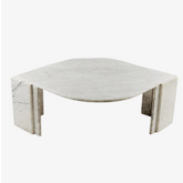 Vintage Carrara White Marble Leaf Shape Coffee Table Living Room Stone Furniture